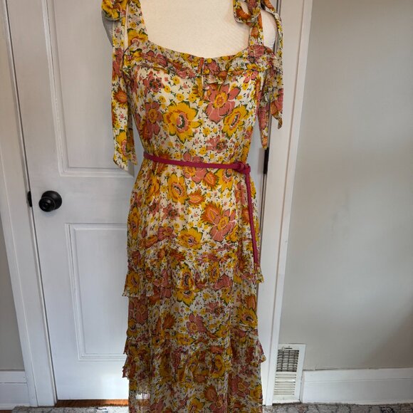 cleobella | ethereal pink, yellow and cream dress | size medium - Picture 4 of 8